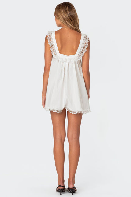 Rayne Lacey Babydoll Mini Dress - White