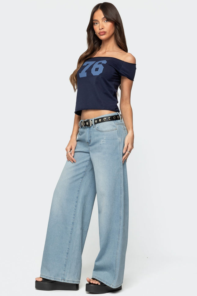 76 Off Shoulder Top - Navy