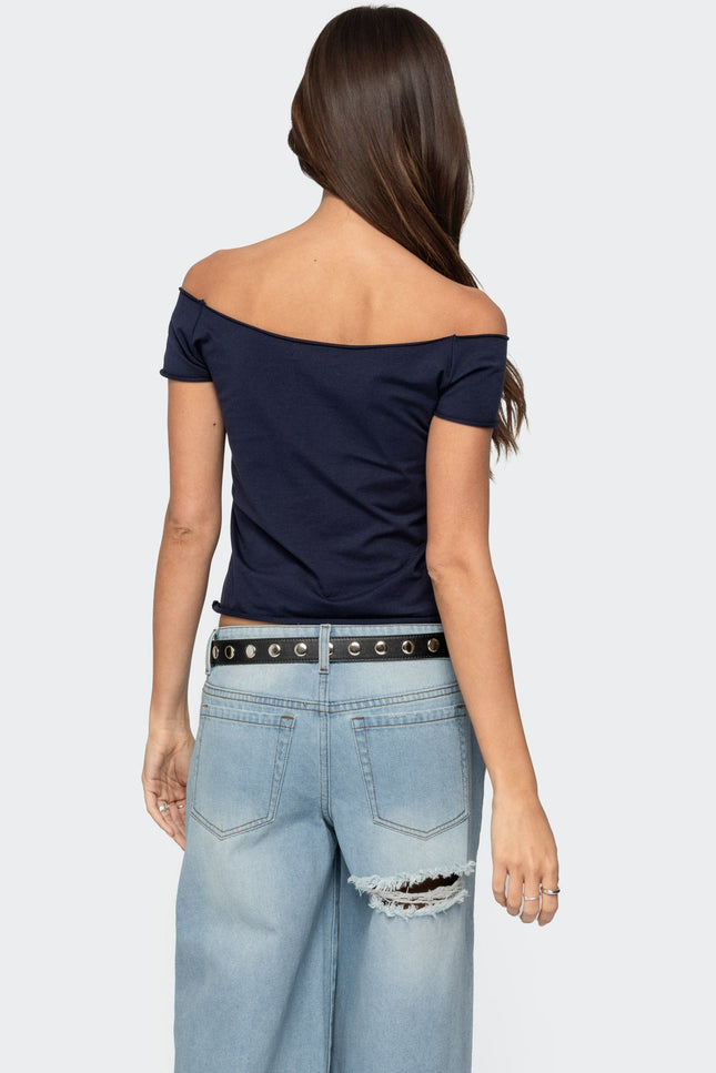 76 Off Shoulder Top - Navy