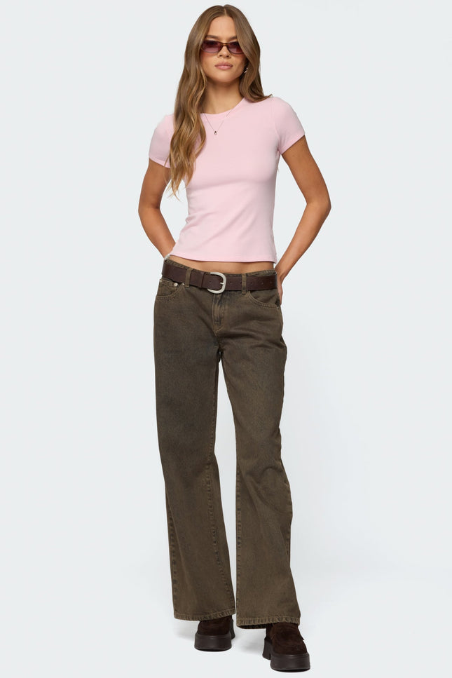 Daphney Ribbed T Shirt - Light Pink