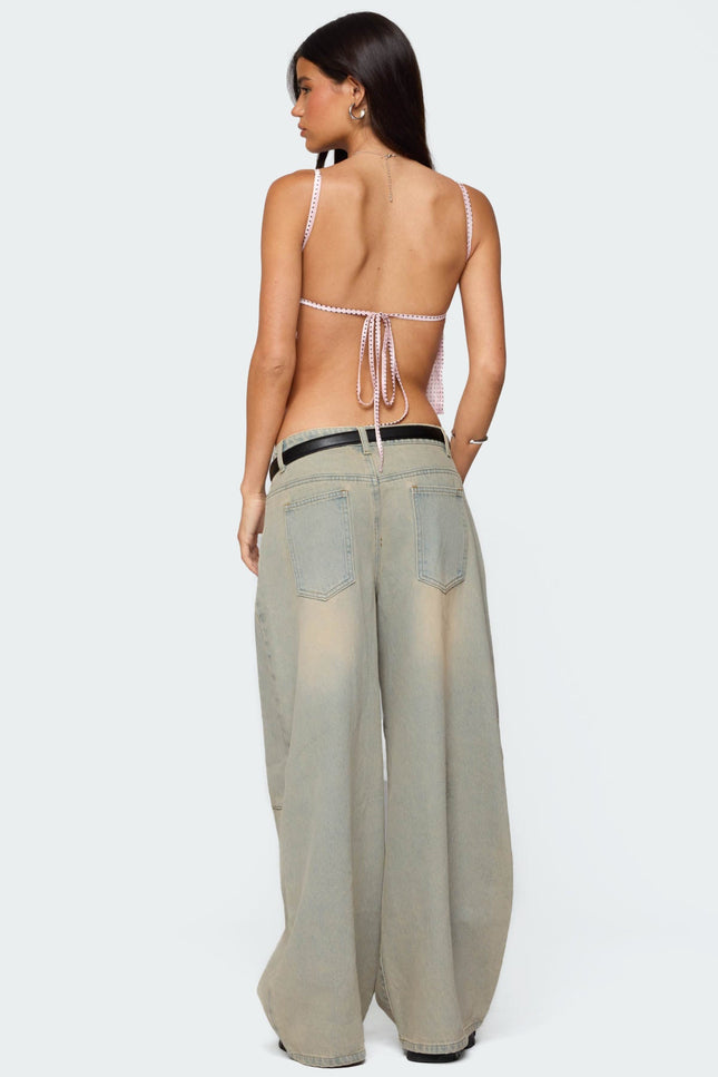 Santi Low Rise Baggy Jeans - Light Blue