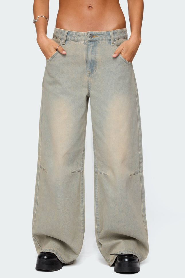 Santi Low Rise Baggy Jeans - Light Blue