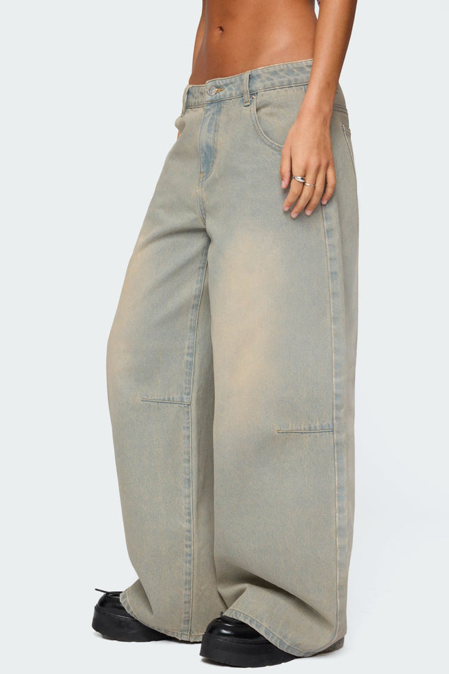 Santi Low Rise Baggy Jeans - Light Blue