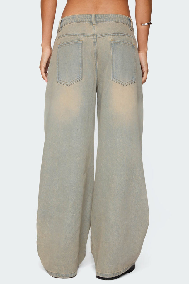 Santi Low Rise Baggy Jeans - Light Blue
