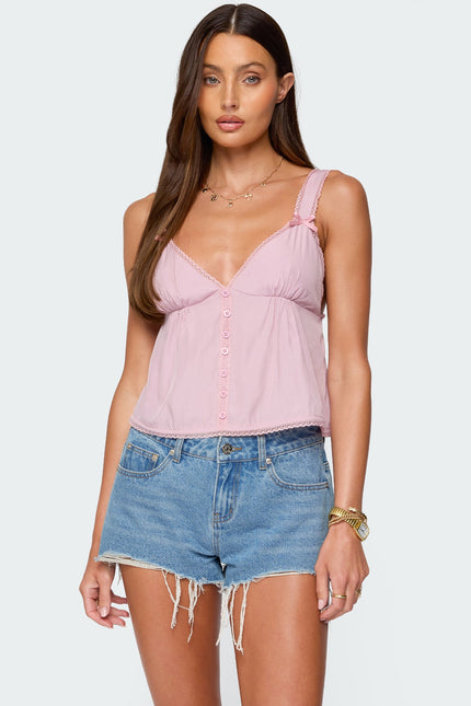 Andea Babydoll Tank Top - Pink