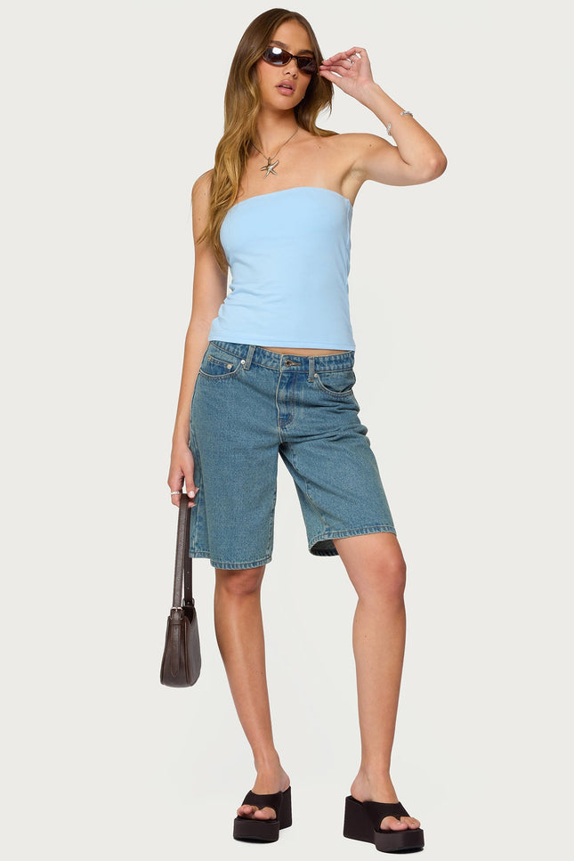 Built In Bra Tube Top - Light Blue