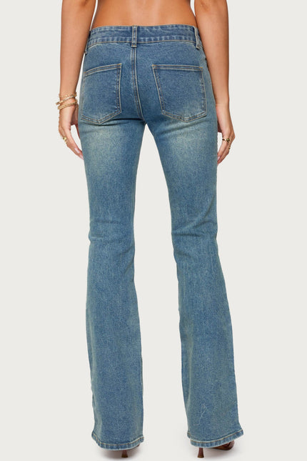 Mattea Low Rise Flared Jeans - Blue Washed