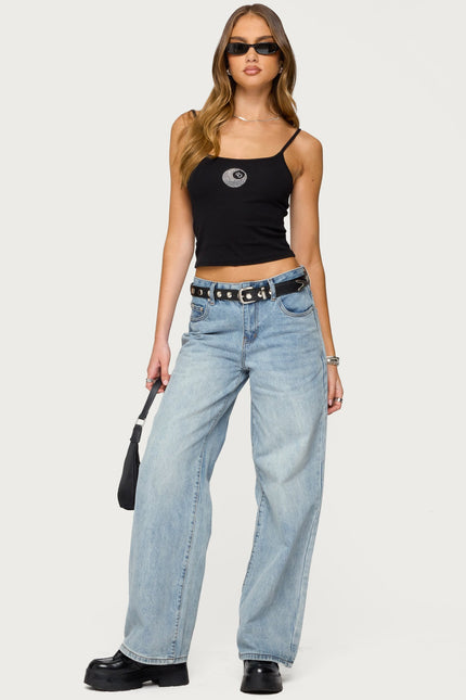 Rhinestone 8 Ball Tank Top - Black