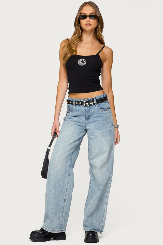 Rhinestone 8 Ball Tank Top - Black