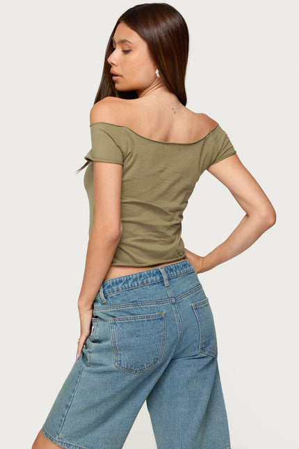 76 Off Shoulder Top - Olive