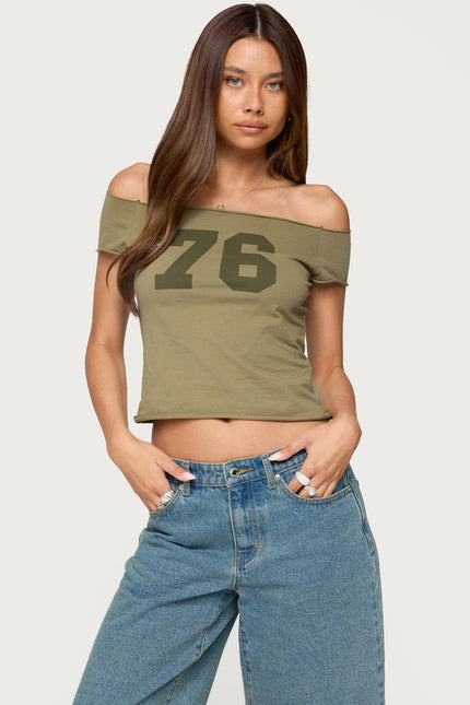 76 Off Shoulder Top - Olive