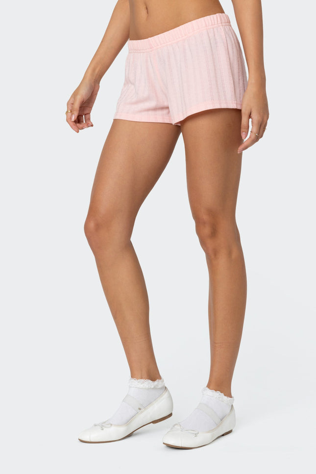 Irene Low Rise Pointelle Micro Shorts - Pink
