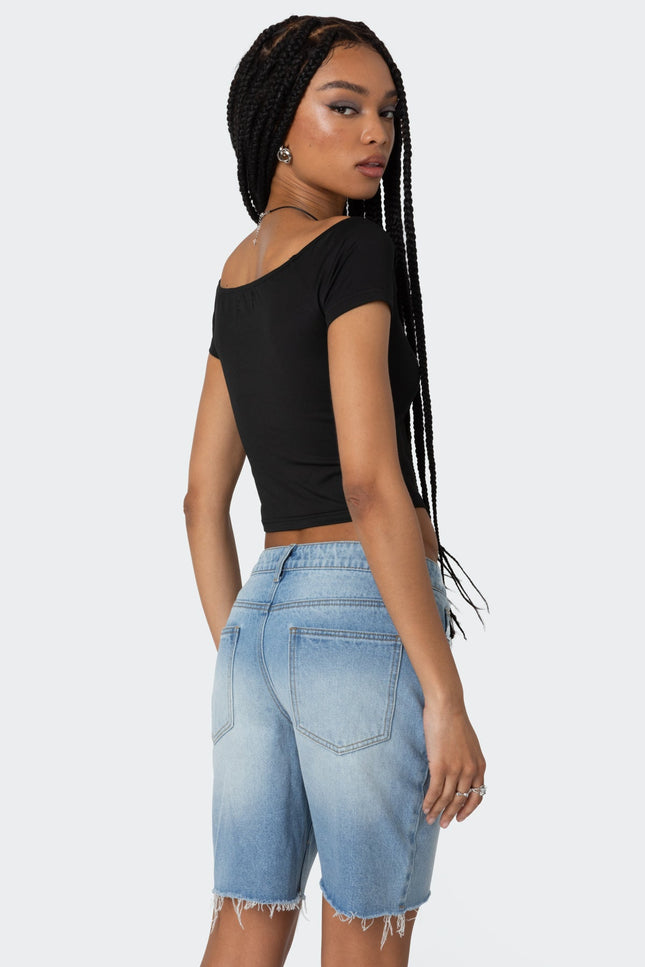 Alexandera Boat Neck Top - Black