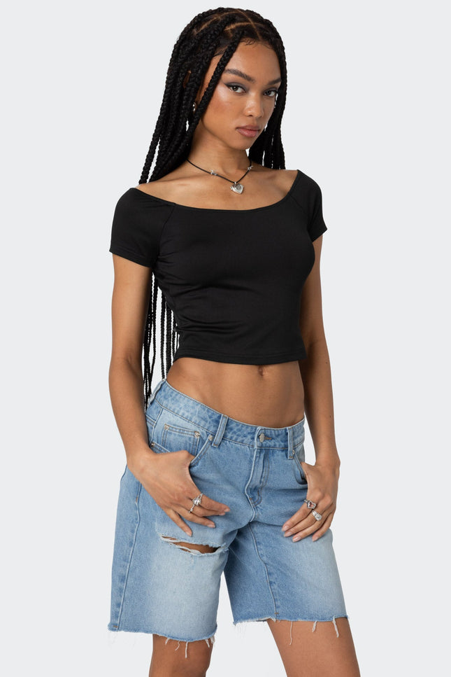 Alexandera Boat Neck Top - Black