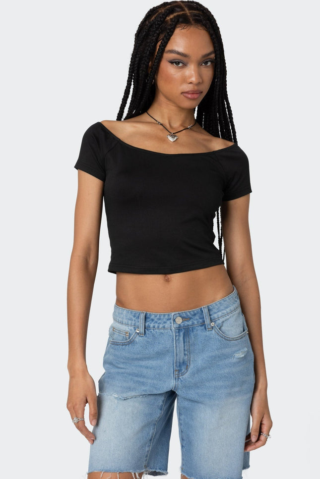 Alexandera Boat Neck Top - Black