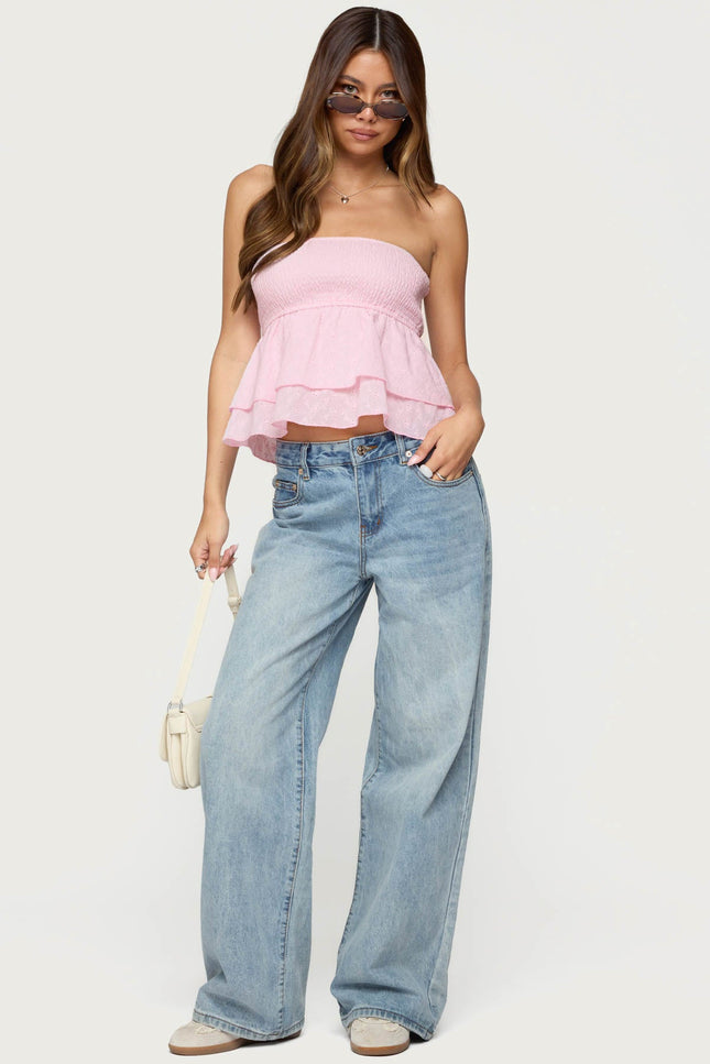 Toria Ruffled Eyelet Strapless Top