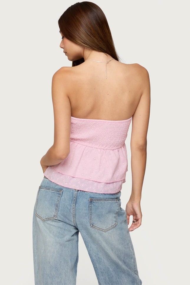 Toria Ruffled Eyelet Strapless Top