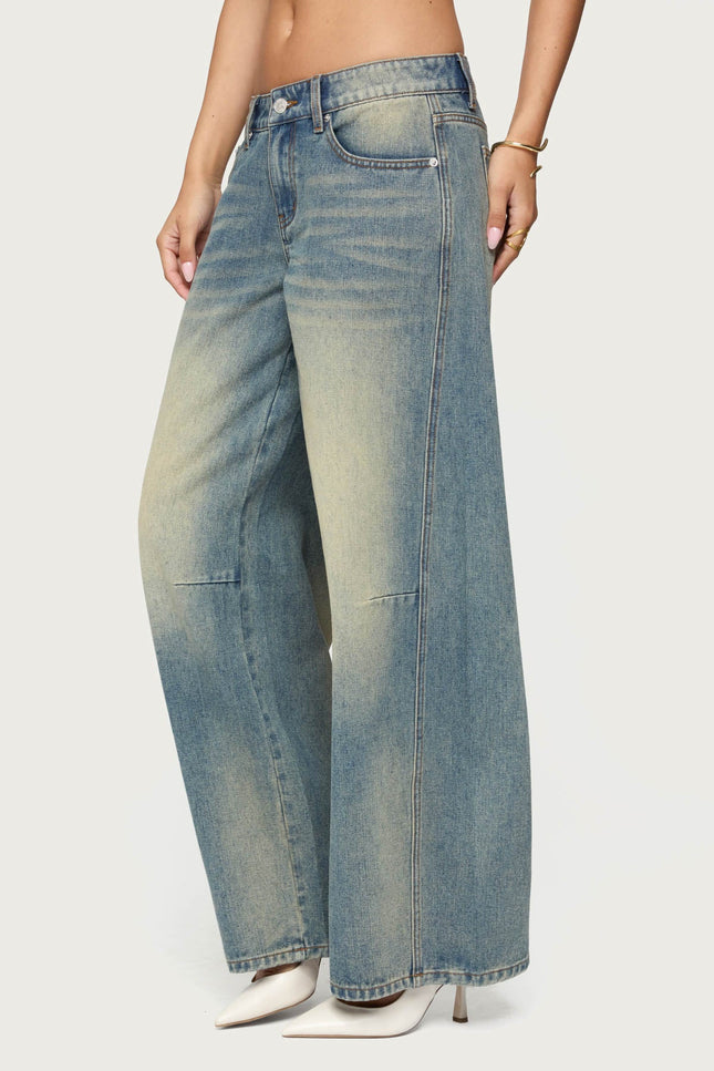 Washed Low Rise Baggy Jeans