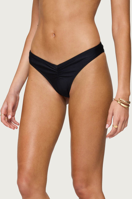 Starfish Ruched Bikini Bottom - Black