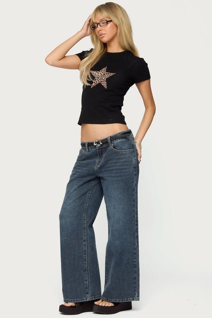 Petite Ace Low Rise Baggy Jeans - Dark Blue