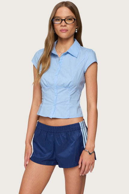 Massie Tailored Button Up Shirt - Light Blue