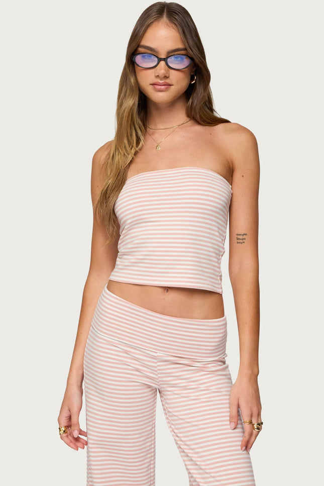 Lilah Striped Tube Top - Pink And White