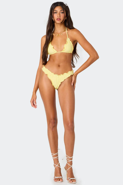 Golden Ruffle Edge Bikini Bottom - Yellow