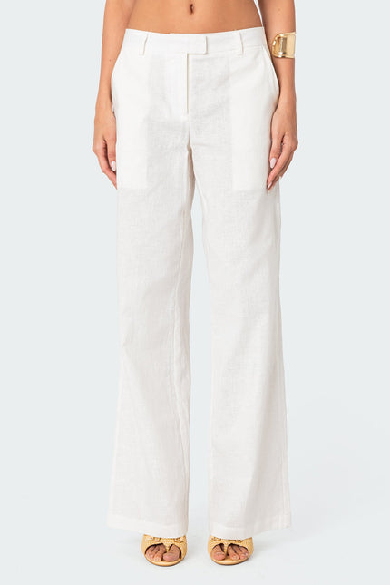 Arya Linen Look Pants - Cream