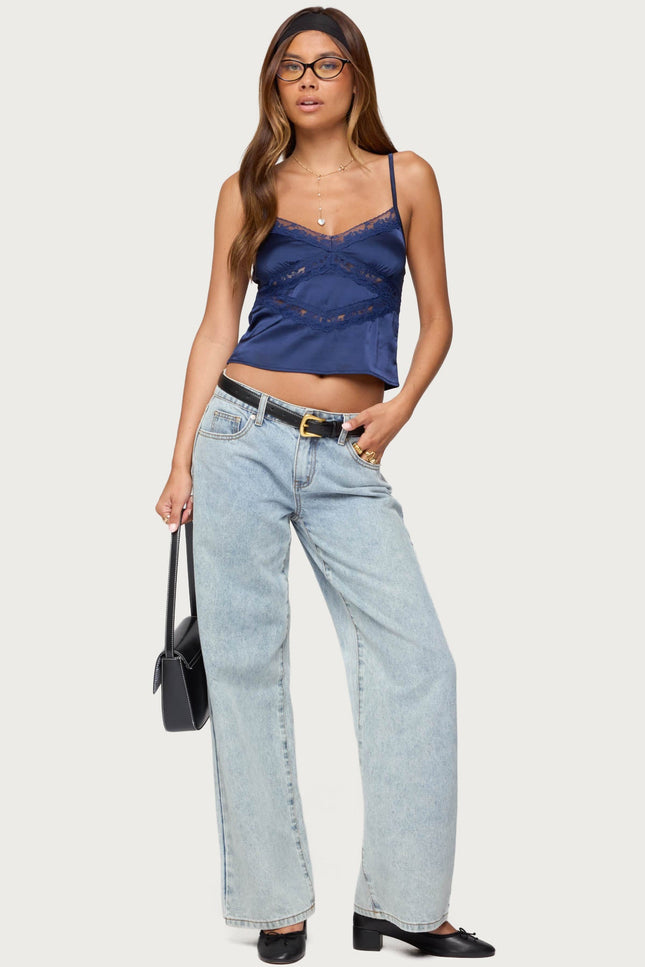 Tamar Satin Effect Tank Top - Navy