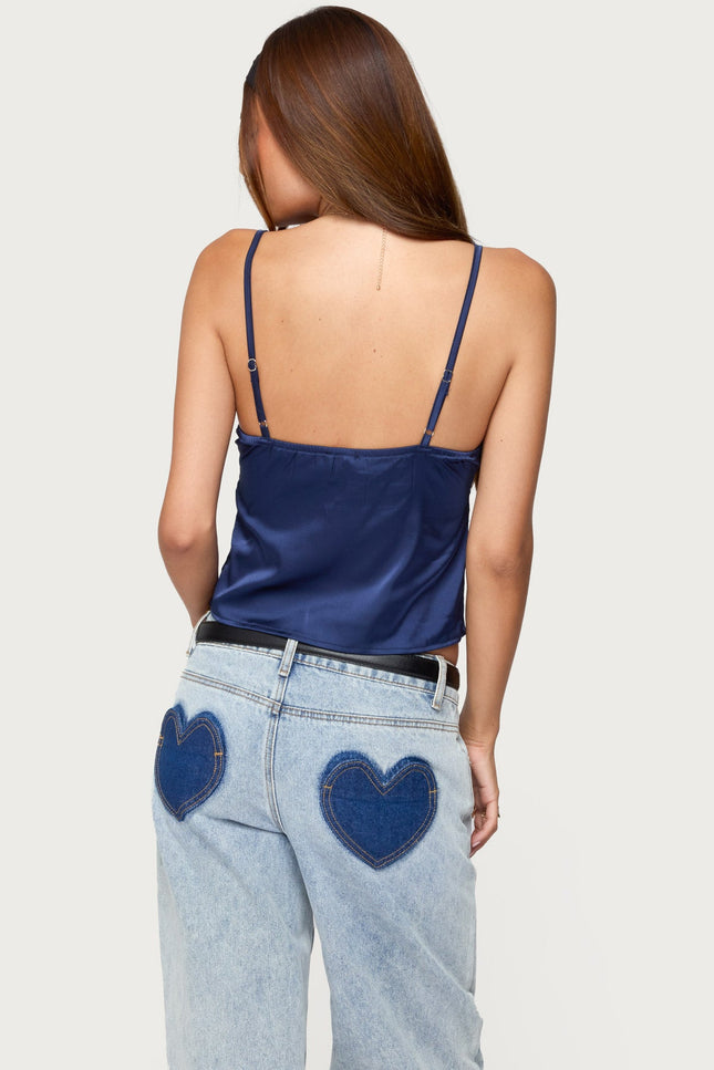 Tamar Satin Effect Tank Top - Navy