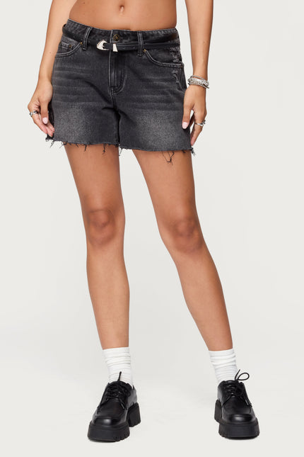 Scottie Low Rise Denim Shorts - Black