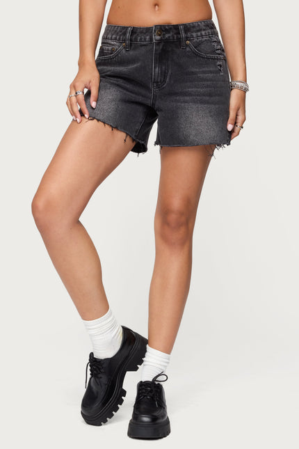 Scottie Low Rise Denim Shorts - Black