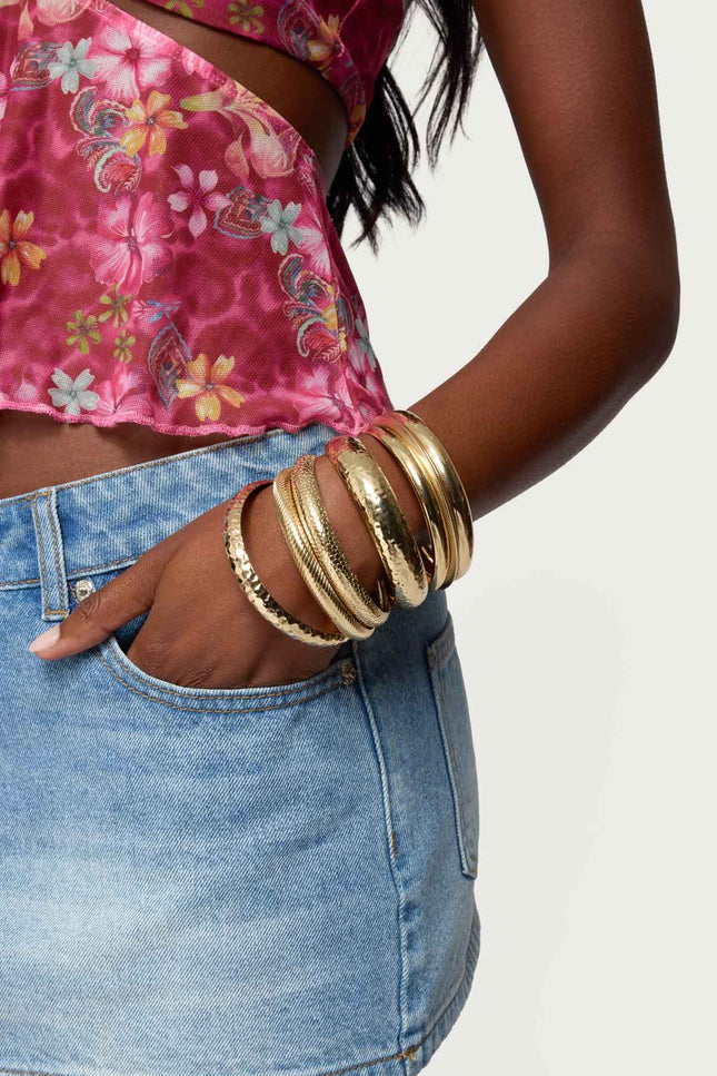 Boho Bangle Bracelet Pack - Gold