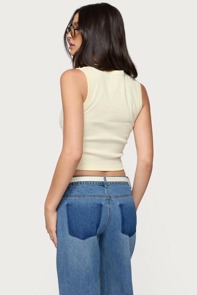 Basel Button Up Tank Top - Yellow