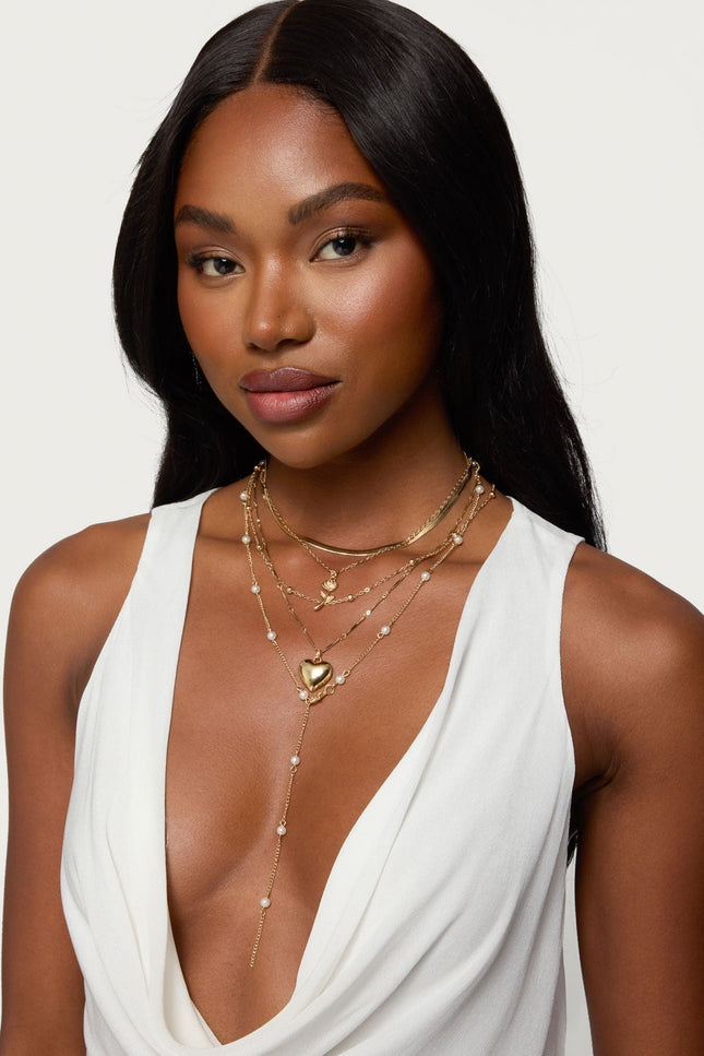 Major Love Heart Layered Necklace - Gold