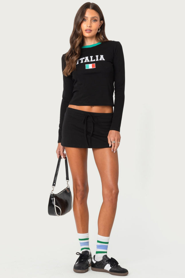 Italy Long Sleeve T Shirt - Black