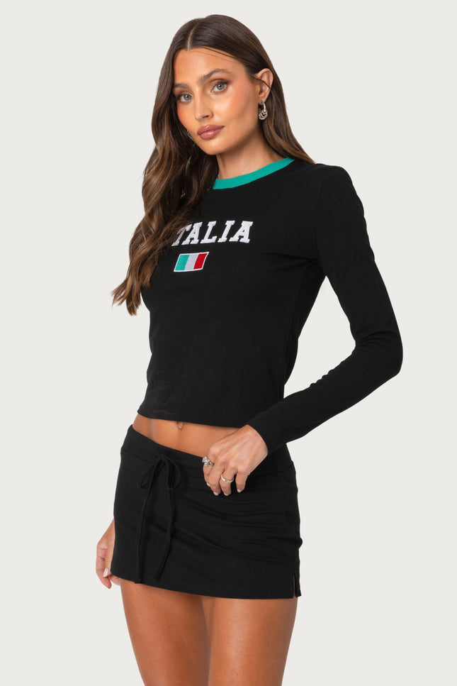 Italy Long Sleeve T Shirt - Black