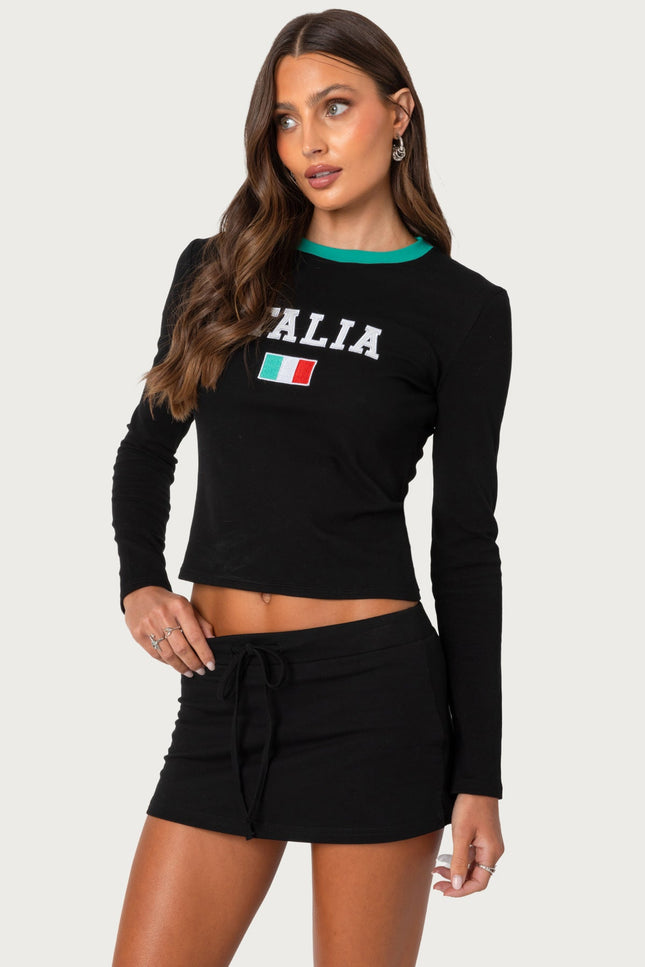 Italy Long Sleeve T Shirt - Black