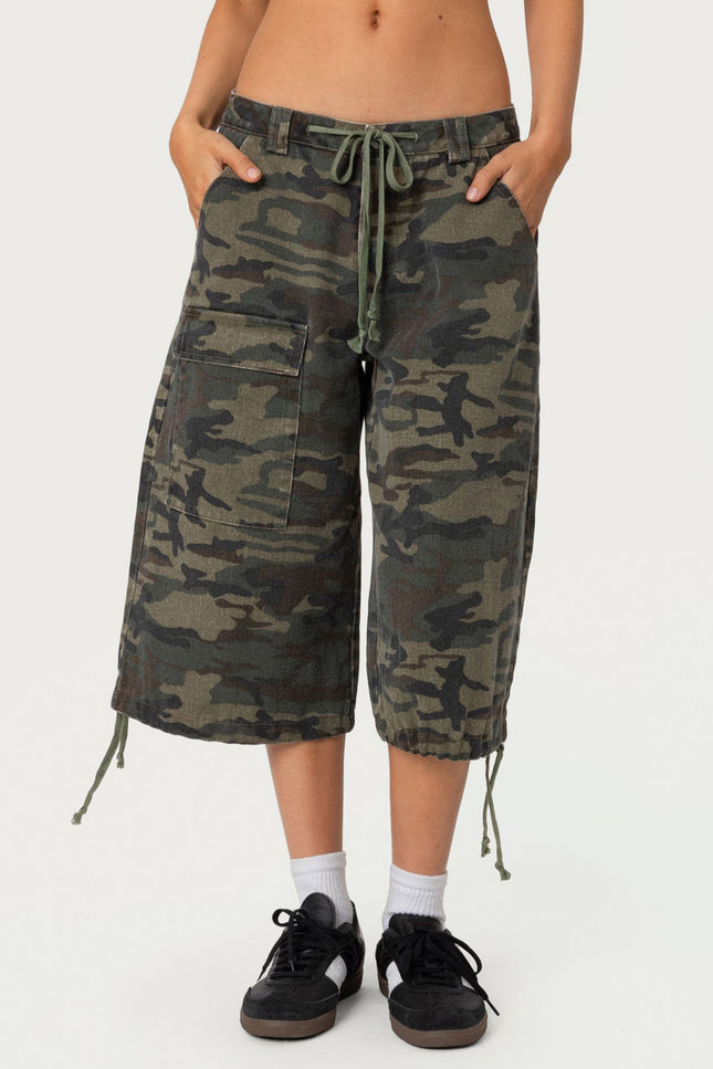Camo Cargo Bermuda Shorts - Olive