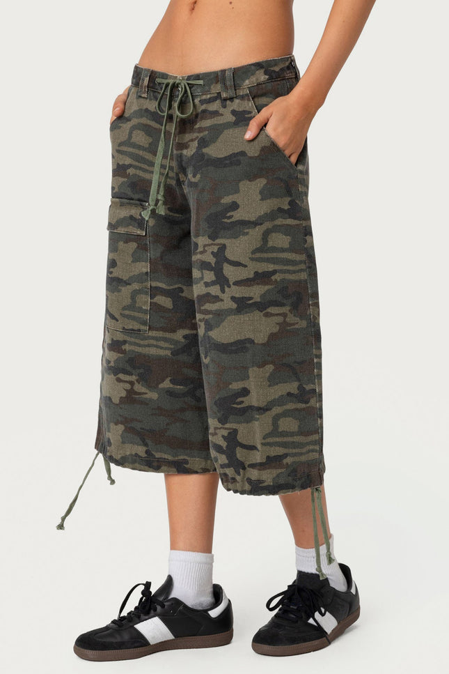 Camo Cargo Bermuda Shorts - Olive