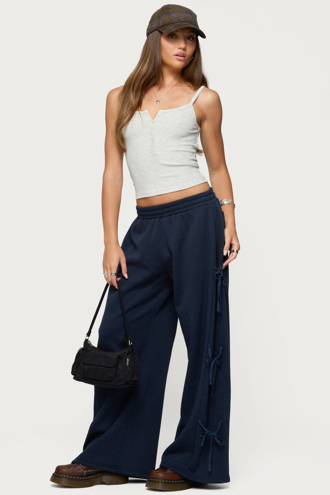 Claudette Baggy Ribbon Sweatpants - Navy