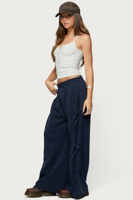 Claudette Baggy Ribbon Sweatpants - Navy