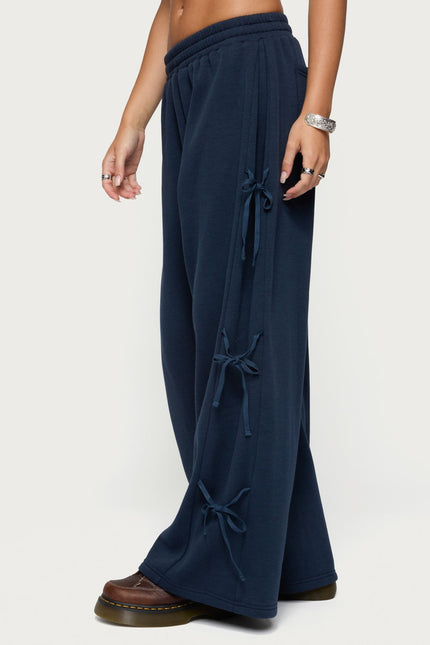 Claudette Baggy Ribbon Sweatpants - Navy