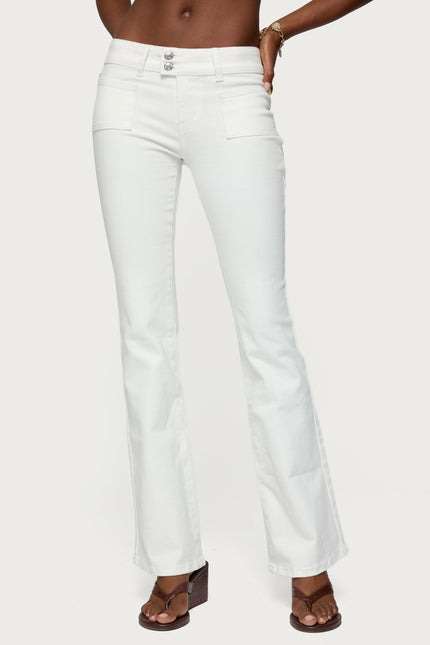 Mattea Low Rise Flared Jeans - White