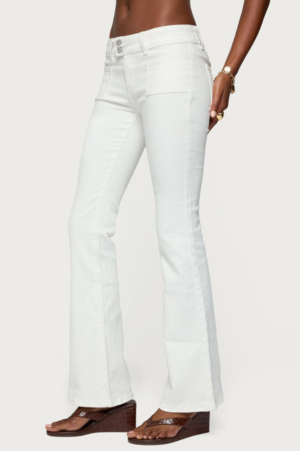 Mattea Low Rise Flared Jeans - White