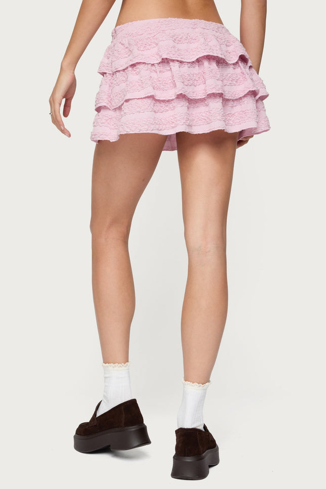 Margaux Textured Ruffle Mini Skort - Pink