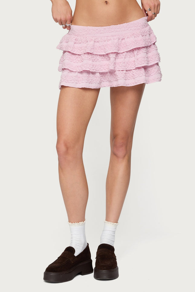 Margaux Textured Ruffle Mini Skort - Pink