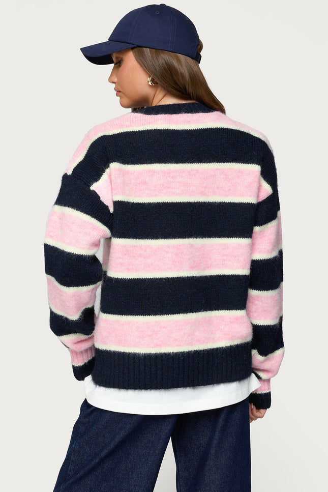 Conrad Striped Sweater - Navy And Pink