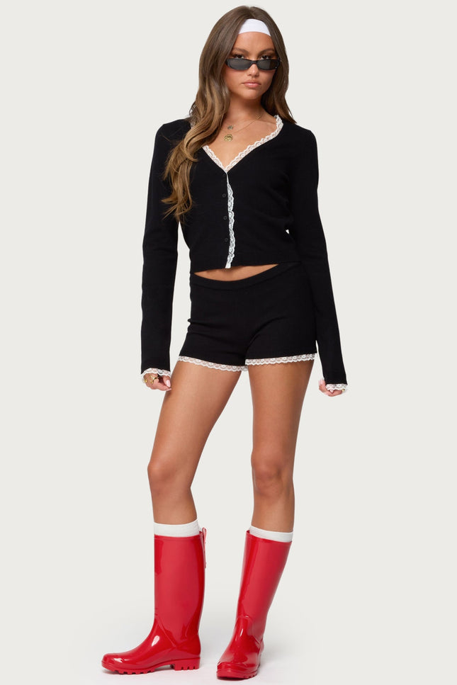 Sansa Lacey Knit Micro Shorts