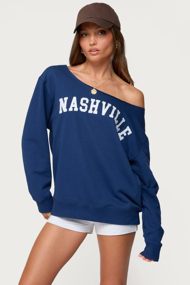 Nashville Oversized Wide Neck Sweatshirt